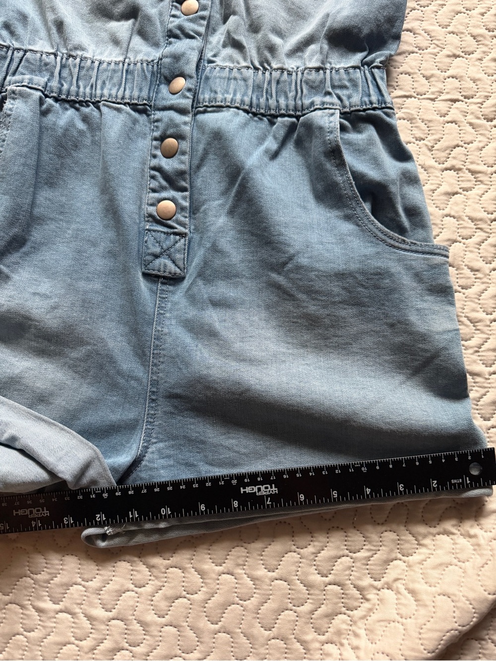 Celebrity Pink Medium (7-9) One Piece Denim Romper Stretch - Picture 8 of 11